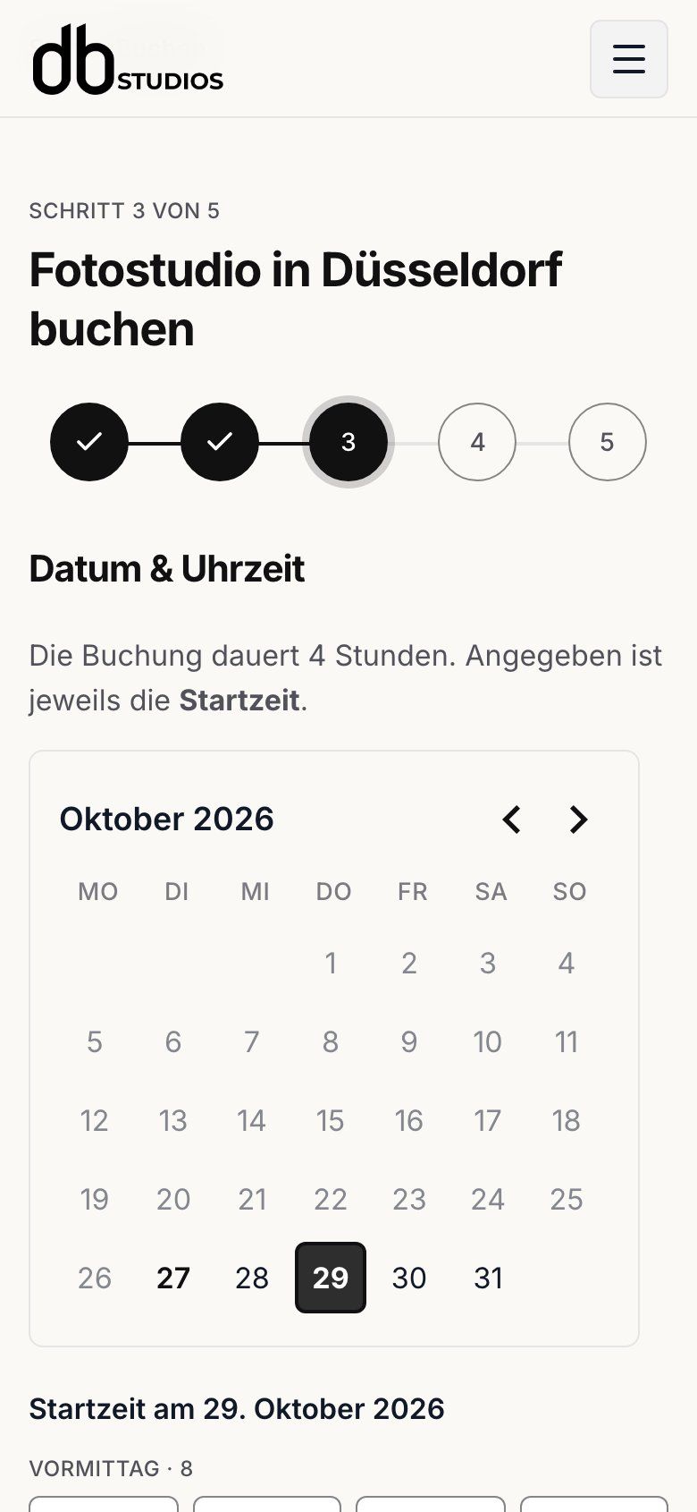 Buchung auf dem Handy