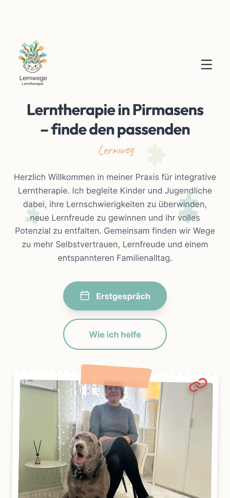 Screenshot lernwege-lerntherapie.com auf dem Handy