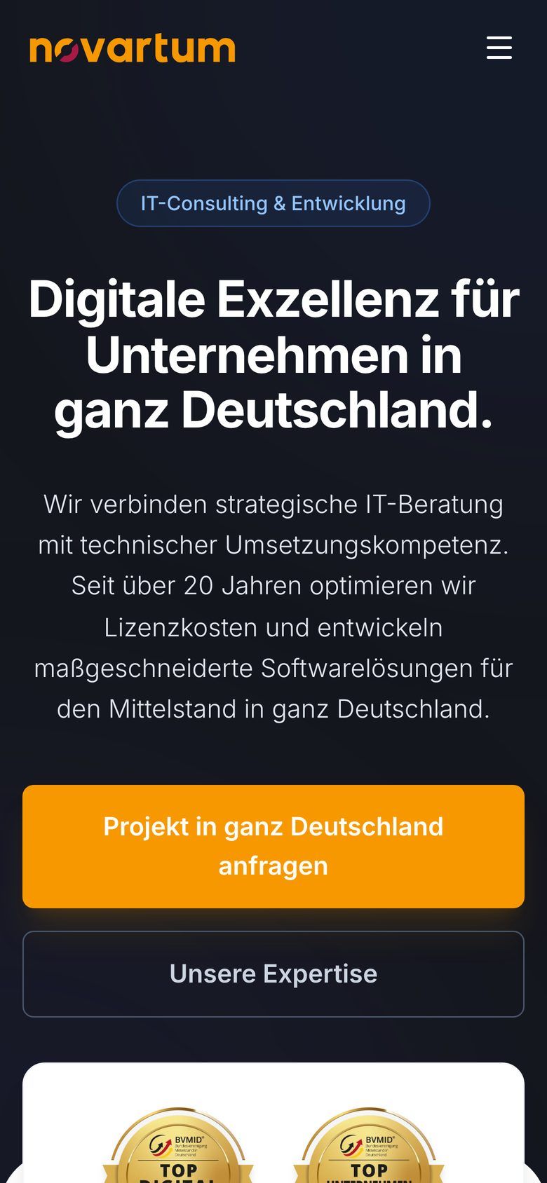 Screenshot novartum.com auf dem Handy