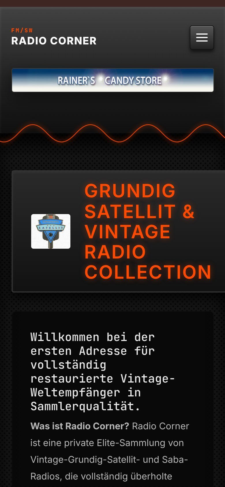 Screenshot radiocorner.de auf dem Handy